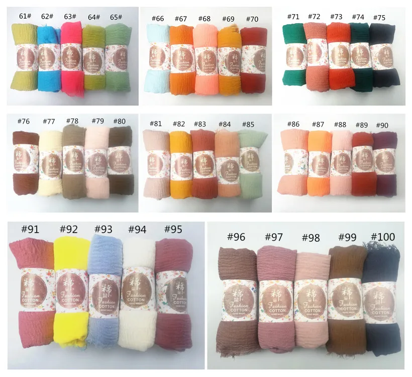 10 pz/lotto pianura rughe avvolgere cotone viscosa lungo scialle sciarpa donna Crinkle Hijab scialle testa musulmana Hijab sciarpa all\'ingrosso