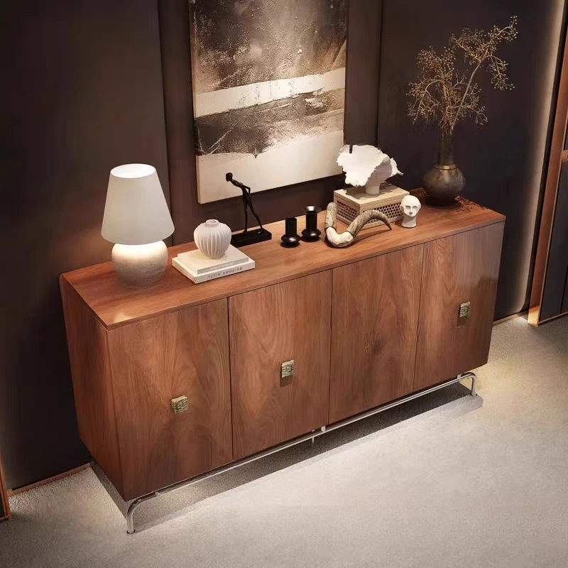 

French medieval style household solid wood dining side cabinet against the wall entrance cabinet restaurant storage locker