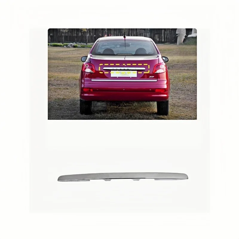 

8742Q5 8742F6 8742X7 8742X3 Rear license plate trim for Peugeot 206 207 (T31) 207 (T33) trunk silver trim back door bright trim