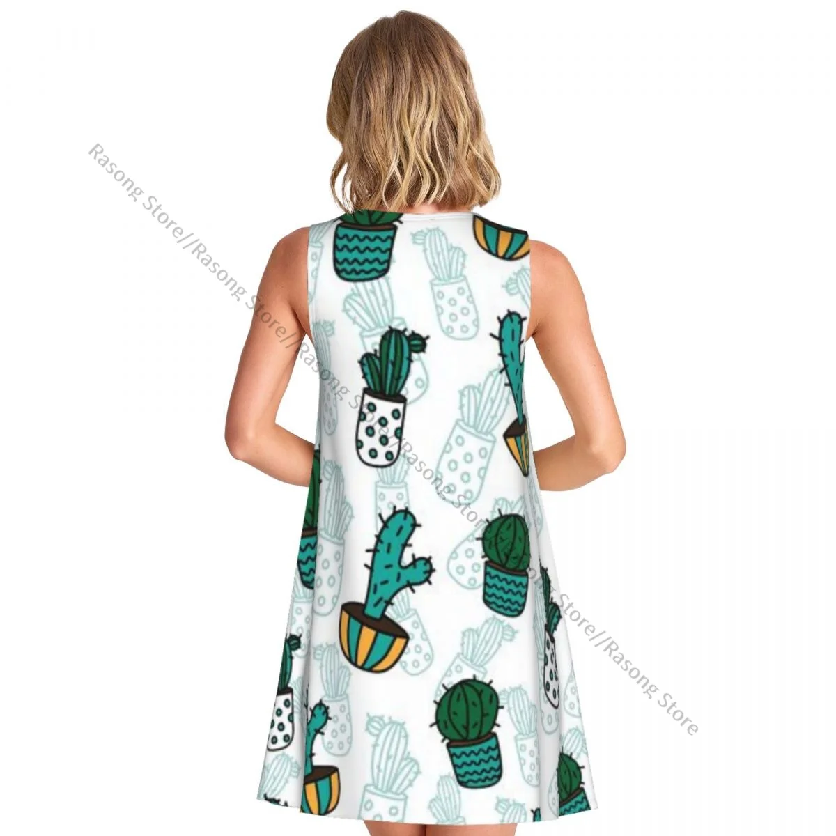 فستان نسائي مضحك الصبار الصيف عارضة تي شيرت الشاطئ التستر فستان تانك