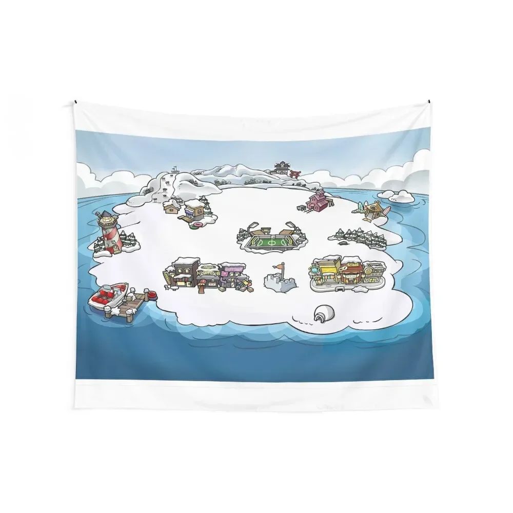 Club Penguin Map Tapestry Room Decorating Aesthetic Wallpapers Home Decor Tapestry