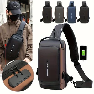 Password Lock Anti-Theft Men's Bag Men's Chest Bag Casual Sports Small Backpack Shoulder Crossbody Bag Motorcycle Bag