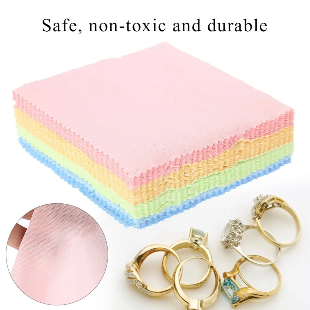 

100pcs 3.94 x 3.94in Jewelry Cleaning Cloth Vibrant Colors Fiber Material Polishing Cloth Eyeglass Cleaning Cloth