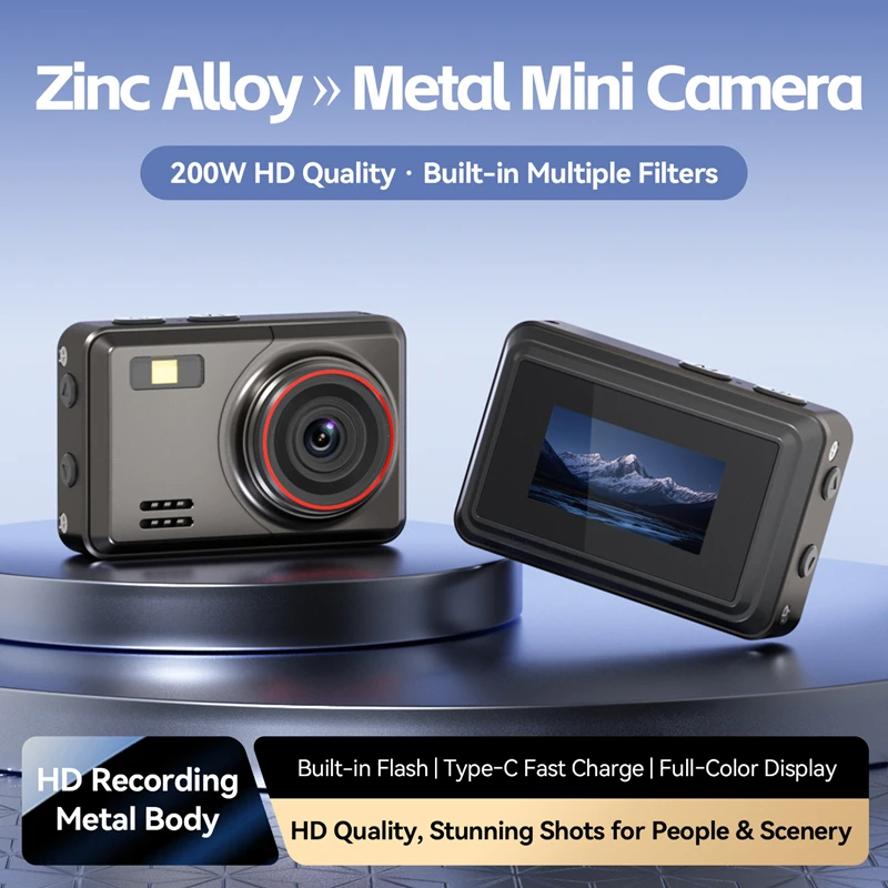 Digital Camera Metal Retro Mini 1080P HD CCD  with Screen In