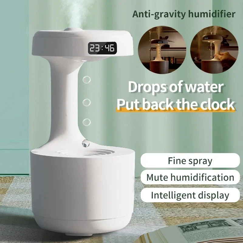 Water Droplet Air Humidifier 800ml Anti-gravity Essential Oil Diffuser Night Light Weightless Sprayer Decorations Desk Lamps gallery 2