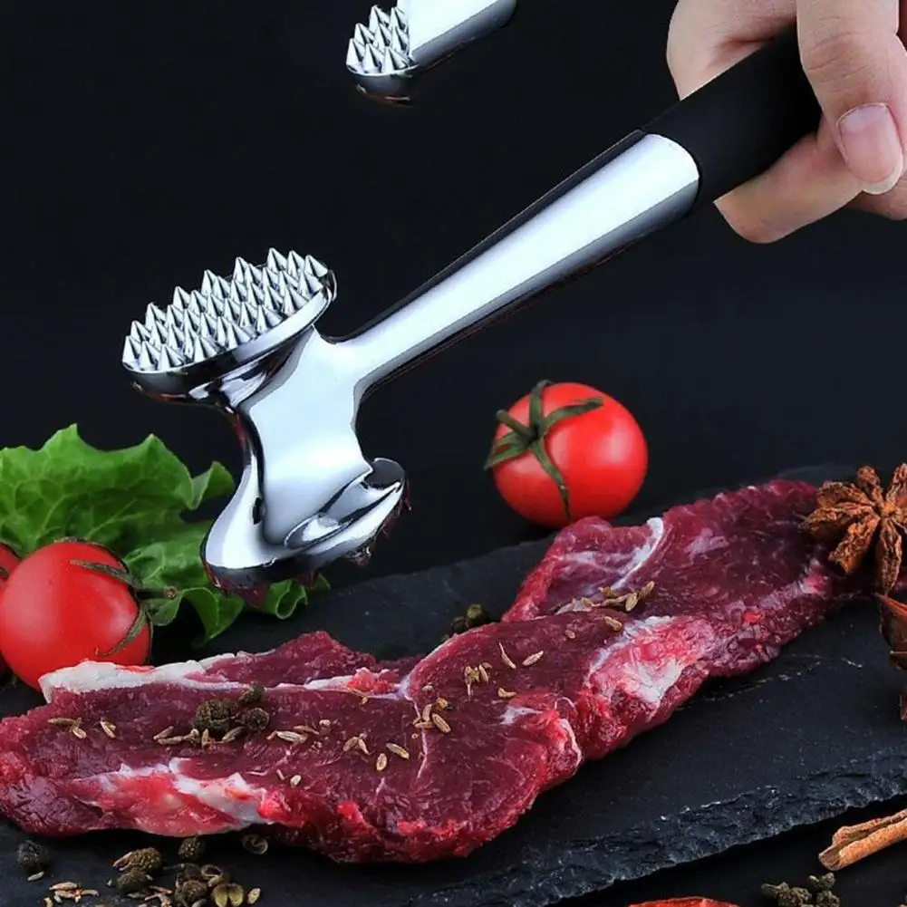 Dual-Sided Meat Tenderizer Dishwasher Safe Kitchen Mallet Hammer Tool with Handle Manual Metal Pounder for Steak Beef Pork Nuts