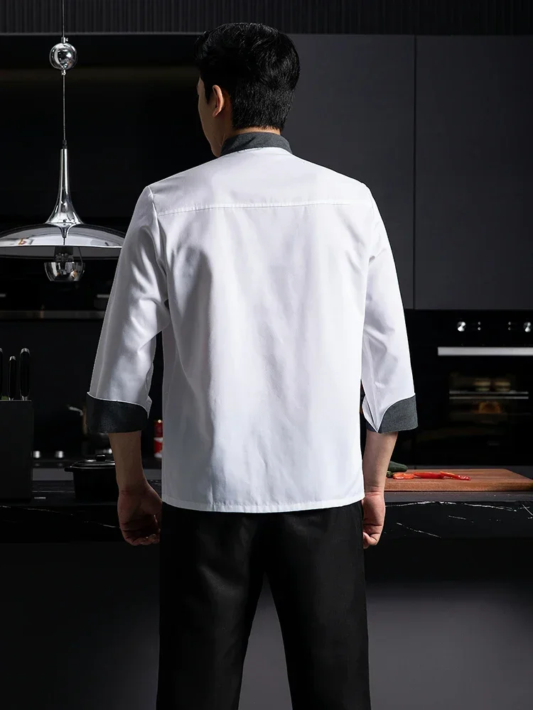 Abrigo de cocinero de panadería para hombre, monos de cocina, uniforme de restaurante, camisa, ropa de cocina transpirable, chaquetas de Chef de Pizza para mujer