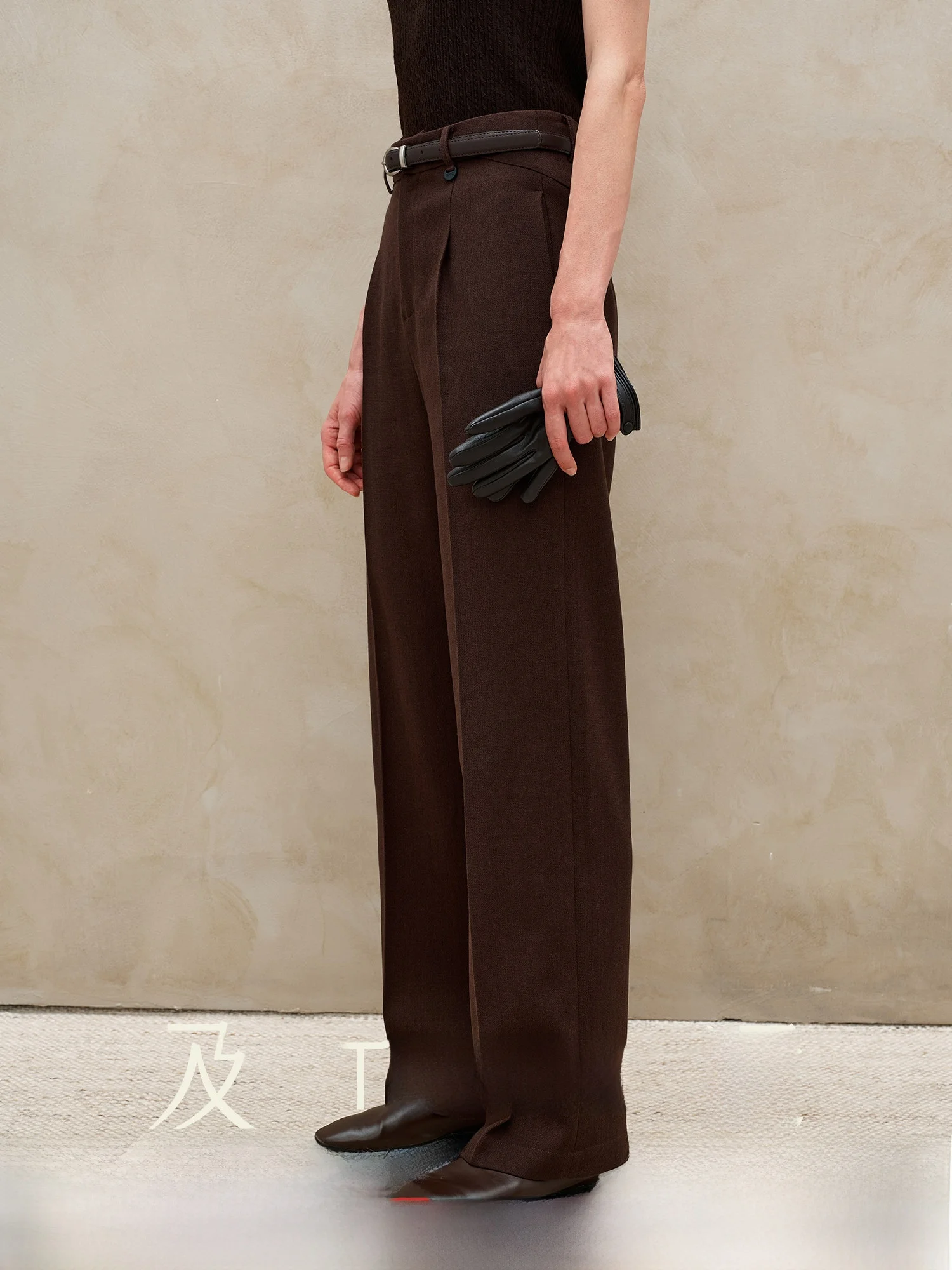 

Ele Straight Leg Wool Trousers Tailored Ss Slim Fit Busin Pants Commute Sle Long Length mid Waist Woolen Fabric