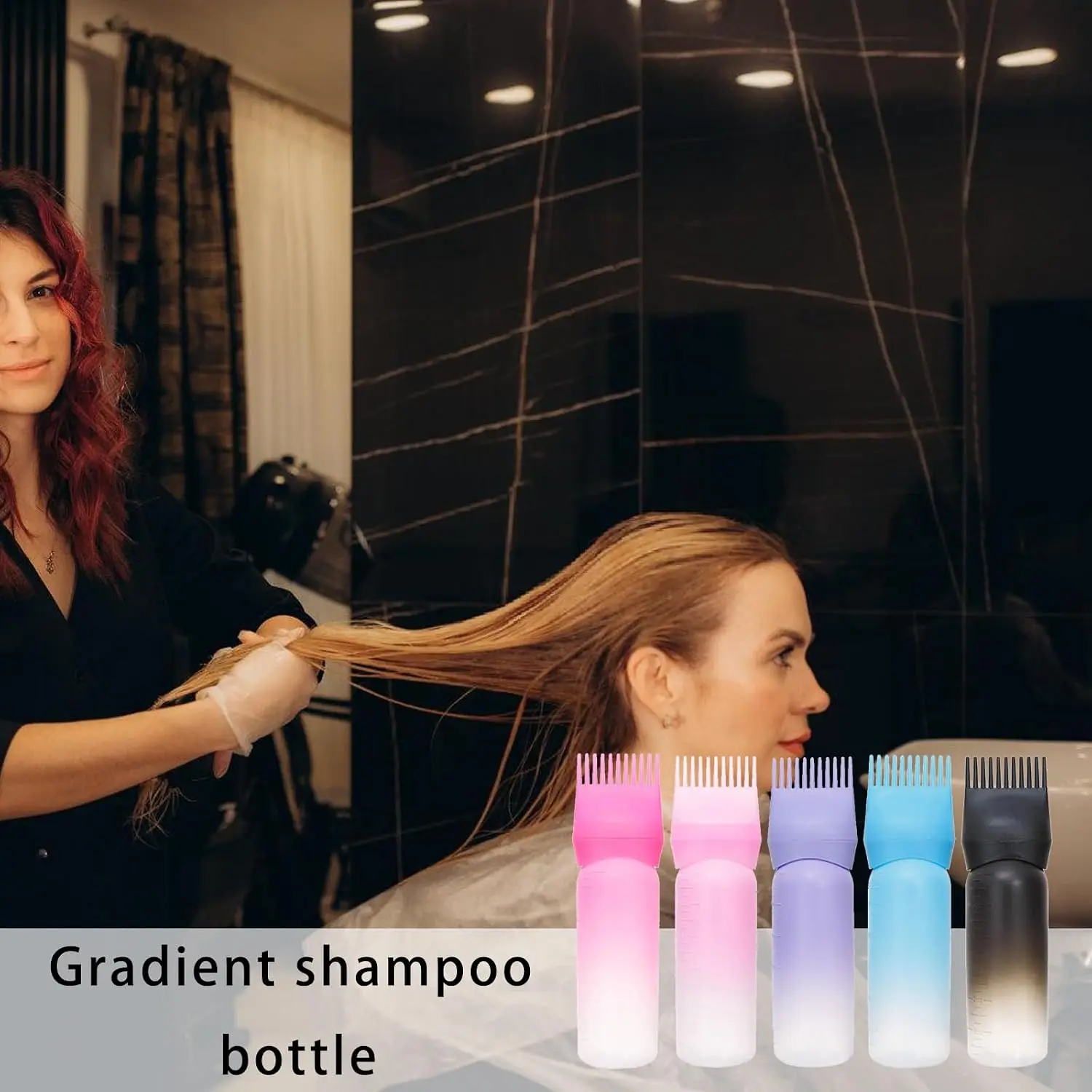 Professional Hair Dye Applicator Bottle with Graduated Scale Comb for Root Coloring DIY Salon Gradient Hair Dyeing Styling Tool
