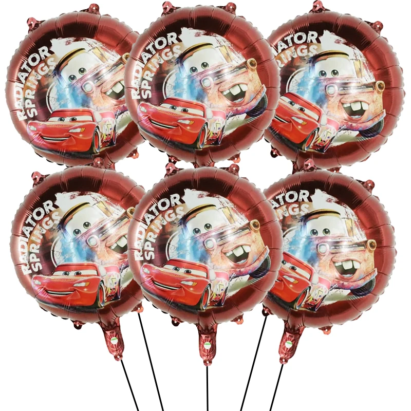 6Pcs Disney Lightning McQueen Foil Balloon Birthday Party Decoration Racing Theme Balloon Baby Shower