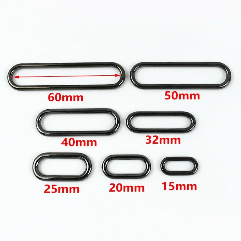 10Pcs Meetee 15mm-60mm O Ring Seamless Oval Metal Buckles for Shoes Handbag Egg Button Hardware Luggage Accessories