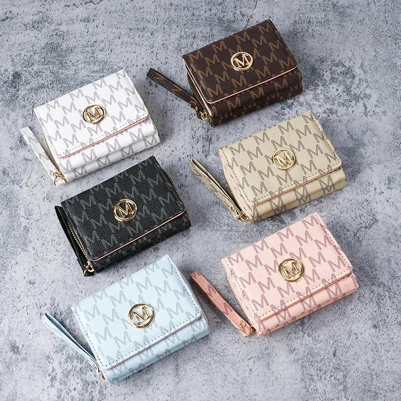 New style women's wallet, short, European and American PU high-end coin purse, printed, multi-card slots, small wallet, money cl image 2
