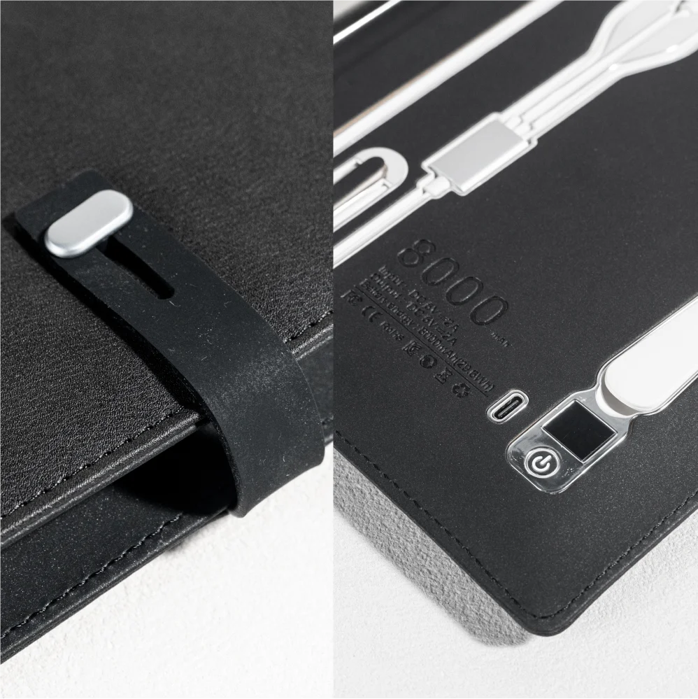 Planner 2025-2026,Personalized Notebook with Power Bank & Wireless Charger,Travel Journal with Light, Refillable Notebook, gift