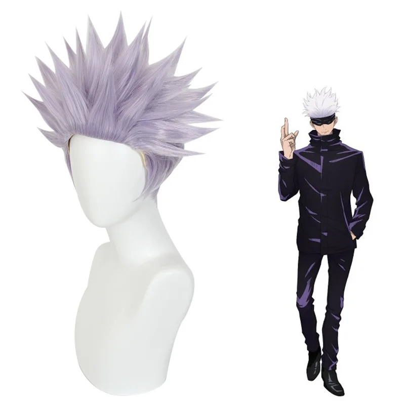 Shuutan Jujutsu Kaisen Gojo Satoru perruque de Cosplay retournée violet clair 458G