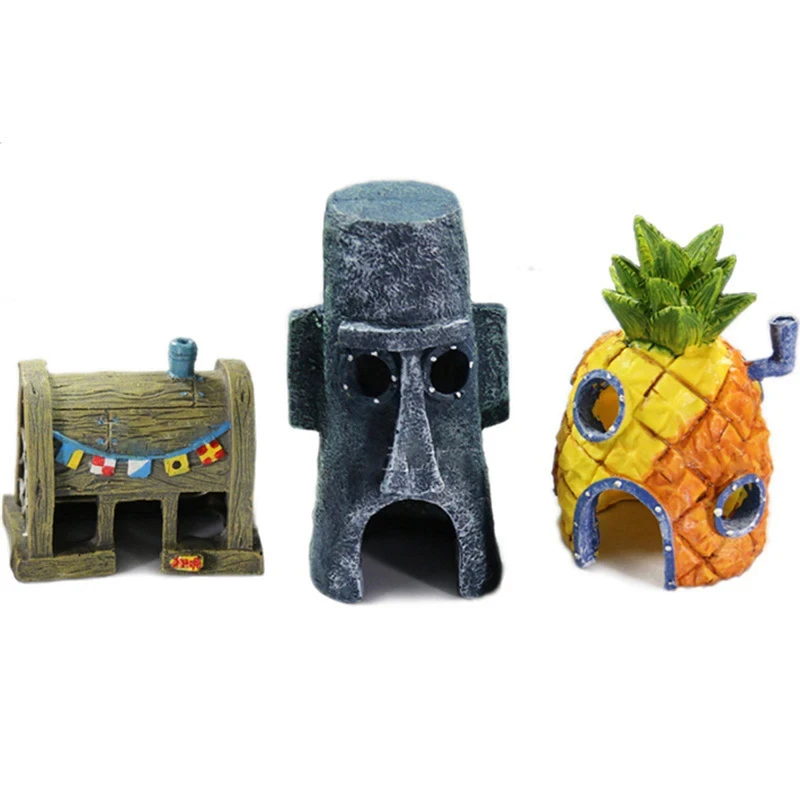 Aquarium Decoration Landscaping Accessories Fish Tank Aquarium Decoration Cartoon Character Pineapple House Decoration