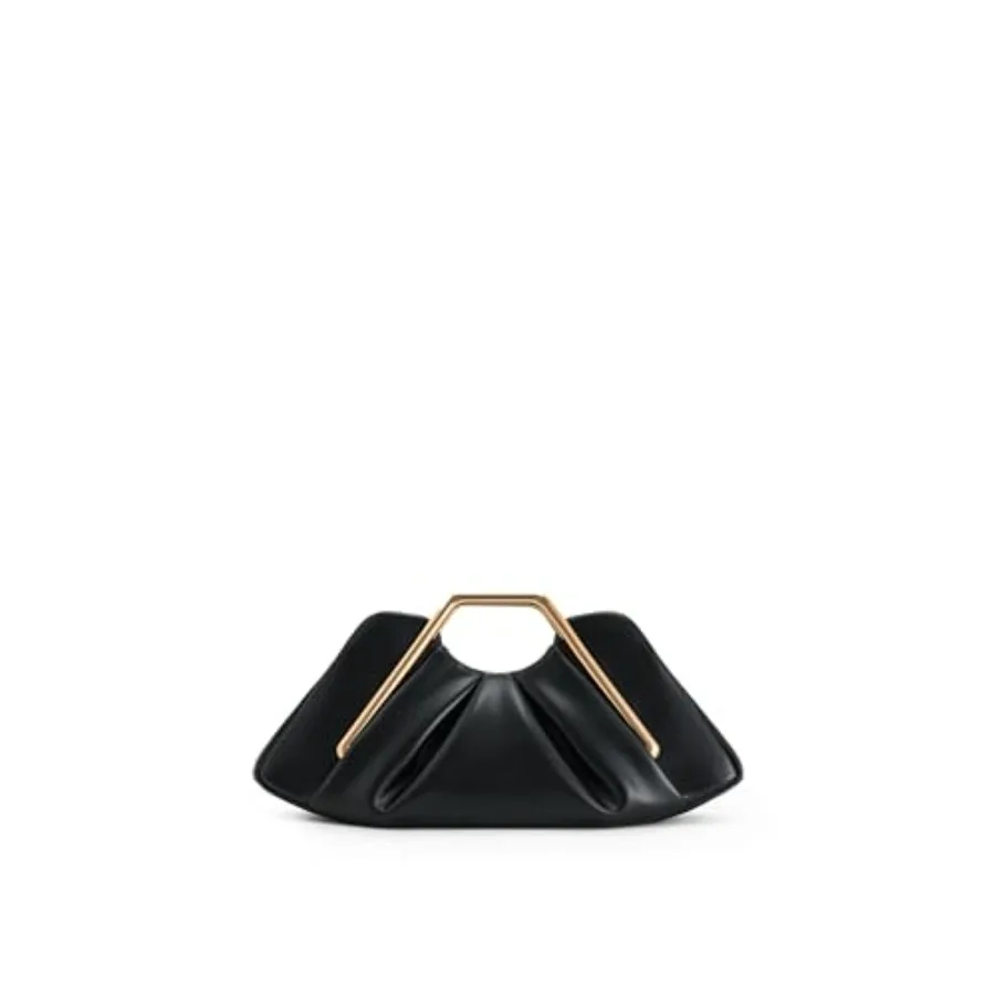 

Evening clutch with metal frame, gold-tone finish, sleek minimalist design for formal occasions
