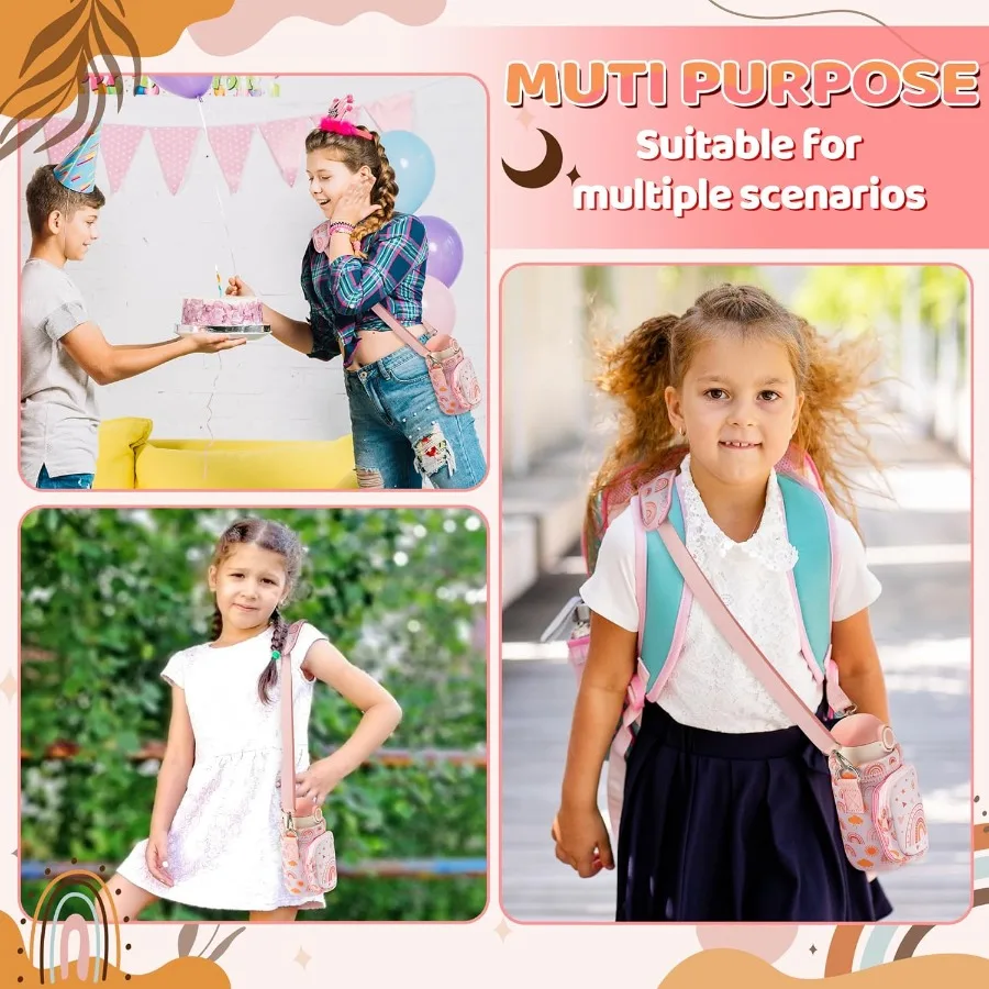 Bolsa transportadora de garrafa de água com alça para suporte de bolsa de garrafa de água com alça acolchoada bolso 10 12 14 16 18oz para meninos meninas escola