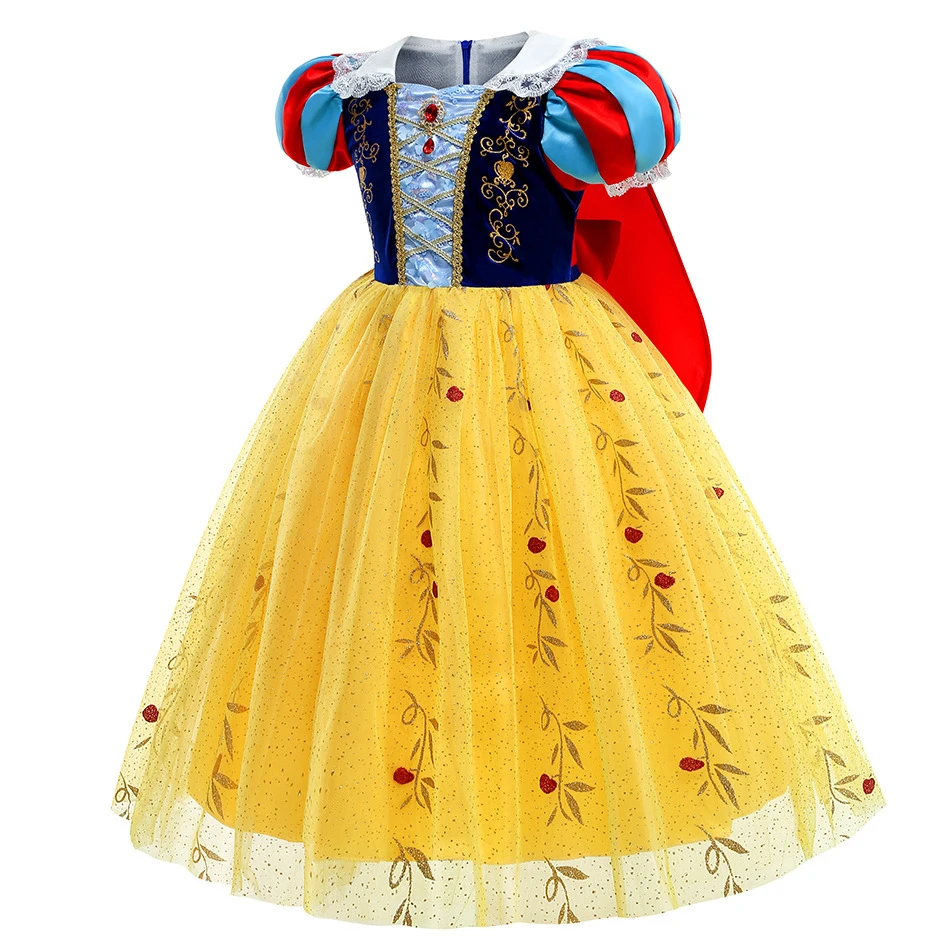 Costume bianco come la neve vestiti per bambini ragazze Deluxe Cosplay Dress con mantello bambini Halloween Carnival Party Ball Gown regali di