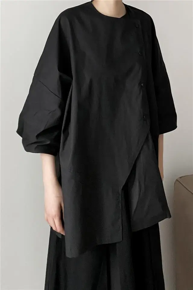 Harajuku Blouses Women Fashion Y2K Clothes Irregular White Black Shirts Oversized Tops Casual Blouse 2025
