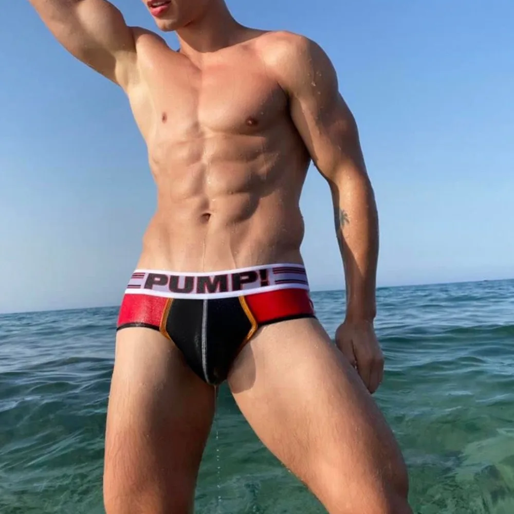 Calzoncillos cómodos deportivos para hombre, ropa interior de algodón, calzoncillos triangulares para hombre, bragas sexis con aumento de cadera, lencería de moda para hombre Gay