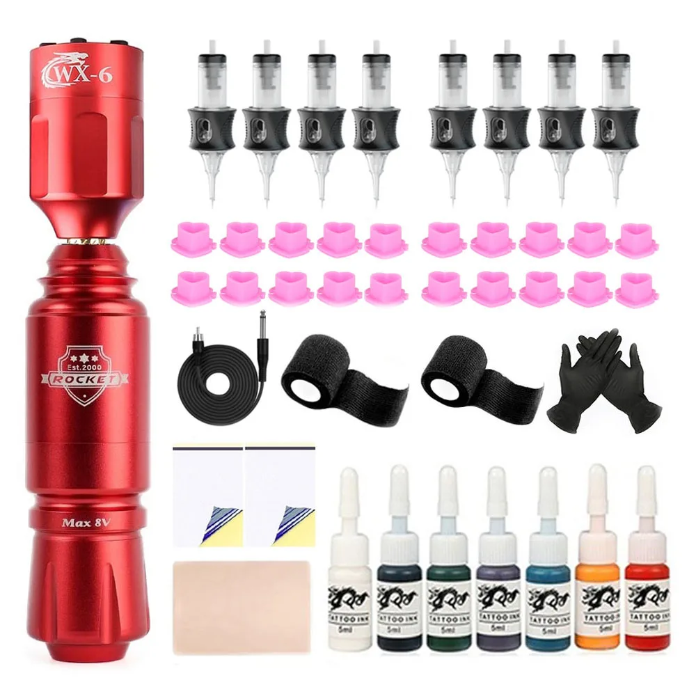 

Wireless Tattoo Machine Complete Kit Professional Rotary Pen Tattoo Power Supply with Cartridges Needles Ink Set for Body Artist