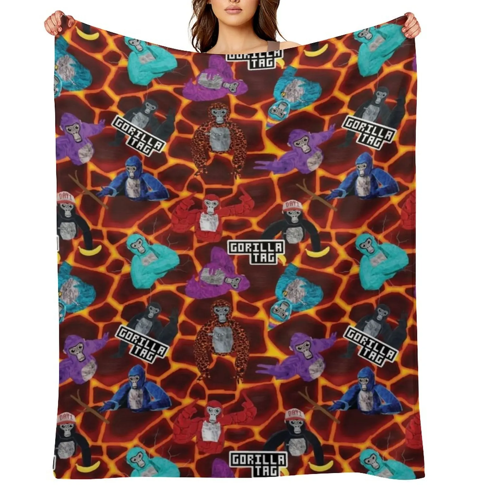 Gorilla Tag Lava Monke Party Throw Blanket Personalized Gift Flannel Fabric for winter Luxury St Blankets