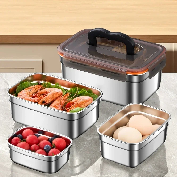 Stainless Steel Food Storage Box Leak-Proof Sealed Container Household Large Capacity Picnic Box Microwave Safe Bento Lunch Box