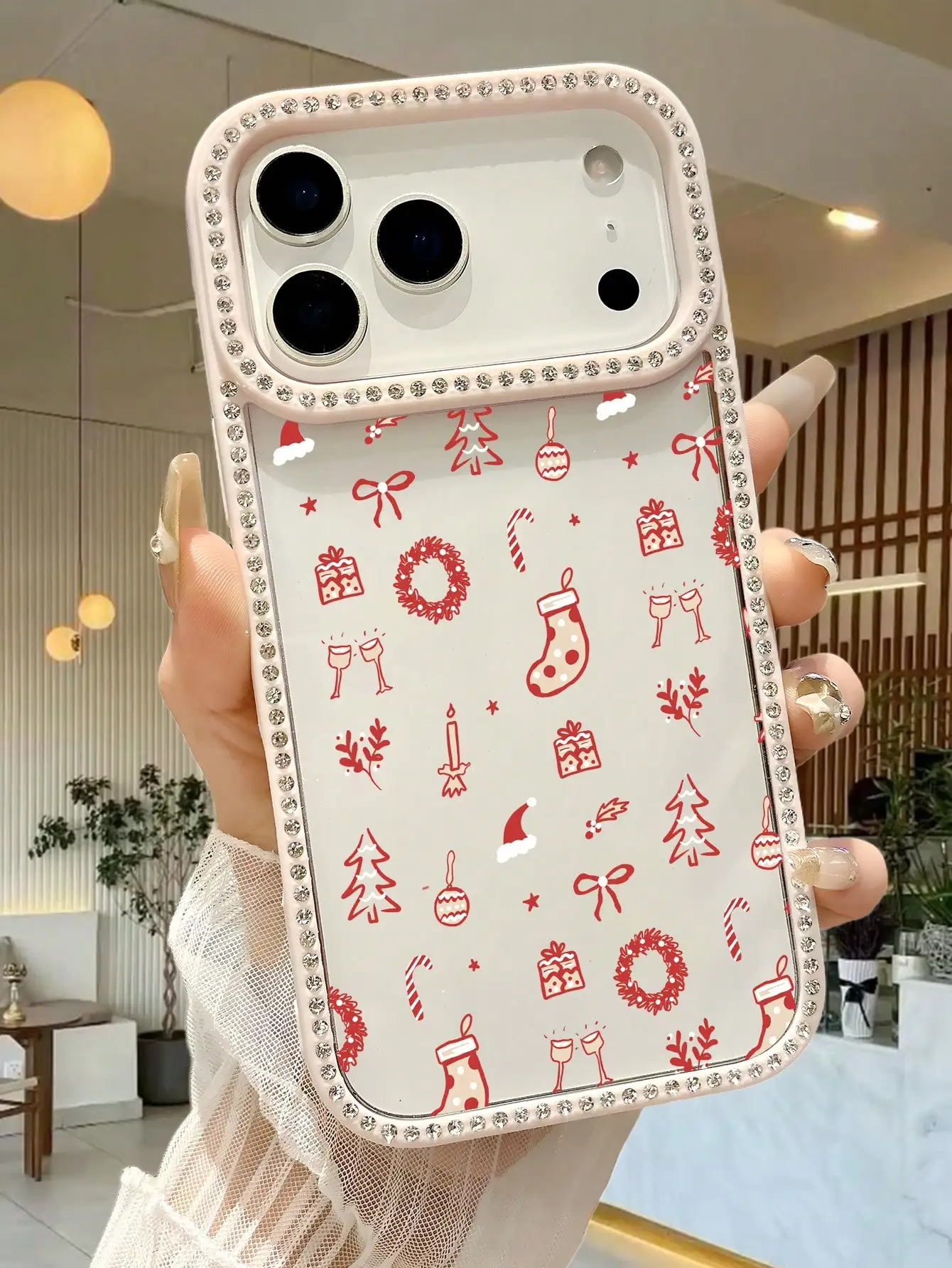 Чехол для телефона с рождественским узором, праздничная атмосфера, совместимый с принтом снежинки, оленей и Санты для iPhone от 17 до 11 Pro Max Plus