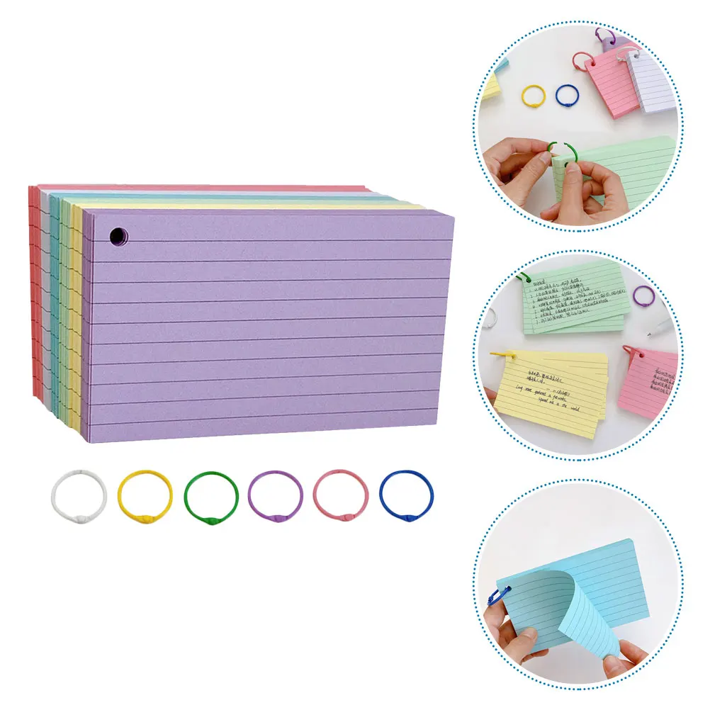 1 مجموعة 600 صفحة بطاقات الفهرس الملونة أجهزة الكمبيوتر المحمولة 6 حلقات معدنية دفاتر الملاحظات المحمولة مجلة مذكرة رسم منقط بطانة أدوات الدراسة