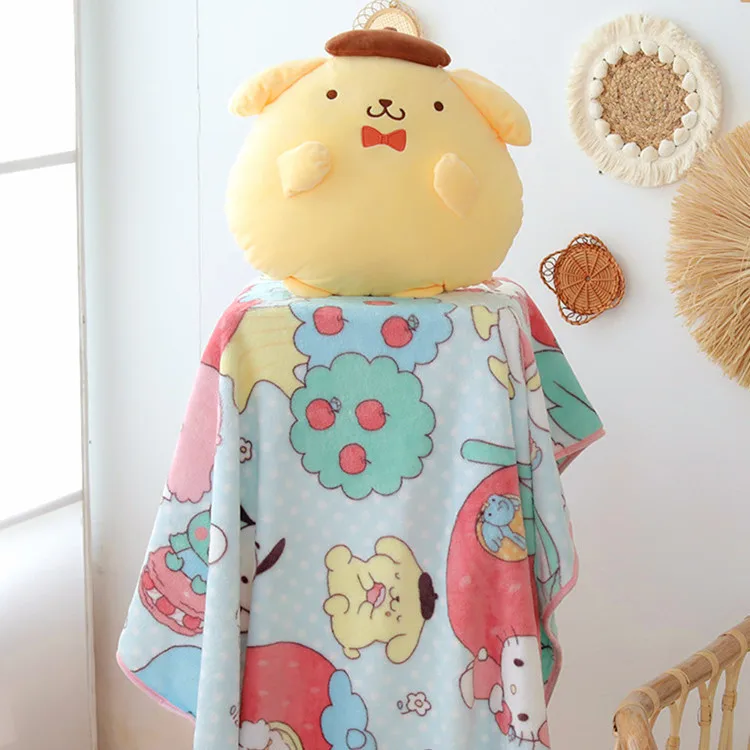 Miniso Cartoon Cute Girl Heart Trio Pudding Dog Plush Doll Pillow Blanket 2-In-1 Doll Nap Air Conditioning Blanket