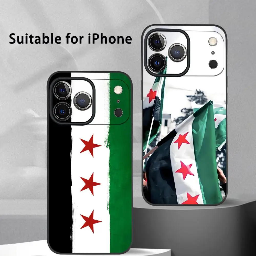 

Syria Flag Cool Phone Case For IPhone 17 16 15 14 13 12 11 Pro Max Plus Mini Black Frosted Soft Shell Funda