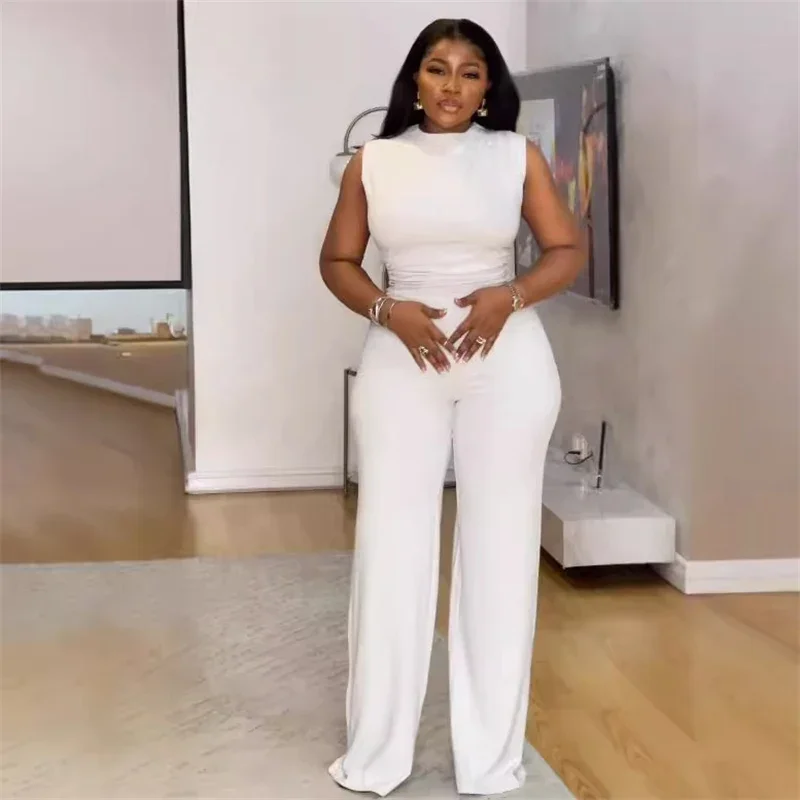 خمر الأبيض Ruched Bodycon حللا المرأة أكمام س الرقبة عالية الخصر واسعة الساق السروال القصير المرأة بذلة رياضي ملابس غير رسمية