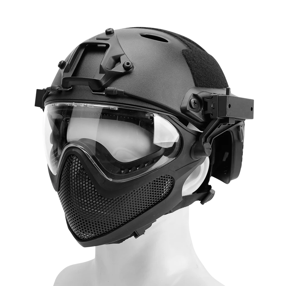Wosport Full Face Helmet Steel Mesh Mask Adjustable Dial Removable Lens Quick Release Airsoft Outdoor Training Gear For Hobby