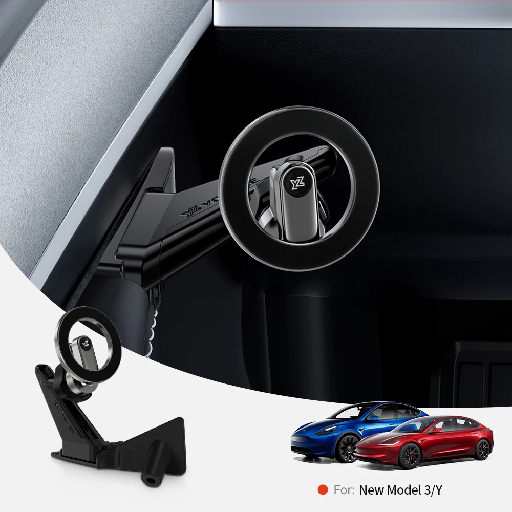 YZ For Tesla Door Handle Magnetic LHD Car Phone Holder Model 3 Y Highland Juniper 2025-2026  Metal Mount For All Phones