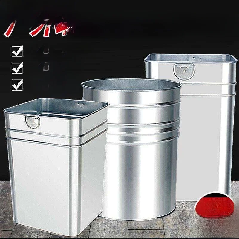 stainless-steel-outdoor-waste-paper-basket-thickened-galvanized-board-square-shape-storage-bucket-for-home-cleaning-tools
