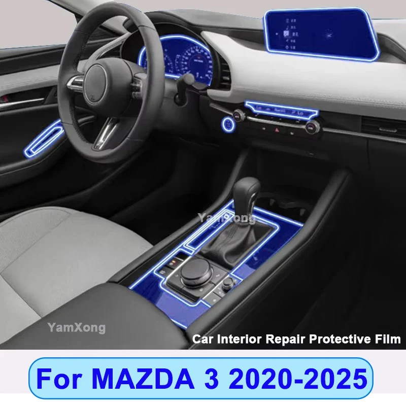 For MAZDA 3 2020-2025 TPU Car Interior Protective Film Dashboard Center Control Screen Anti Fingerprint Protective Cover Trim