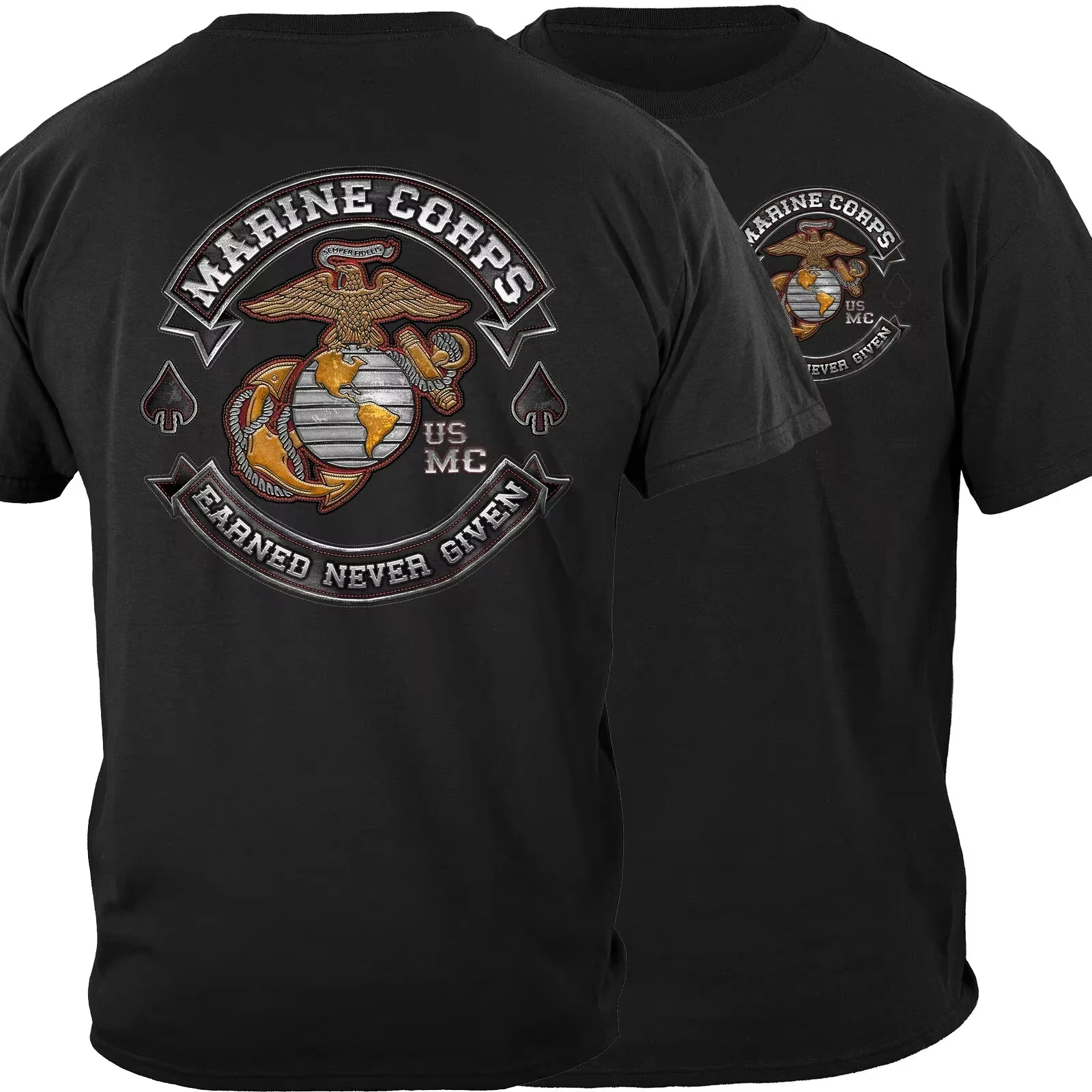 US Marine Corps Eagle Earth Live Streaming Host Badge Motto T-shirt. High Quality Cotton Large Breathable Top Loose Casual 2026