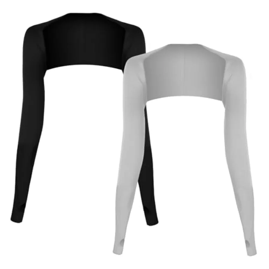 

2Pcs Cooling Shawl Arm Sleeves, UV Protection Shrug Sun Protection with Finger Holes Arm Covers White, Black