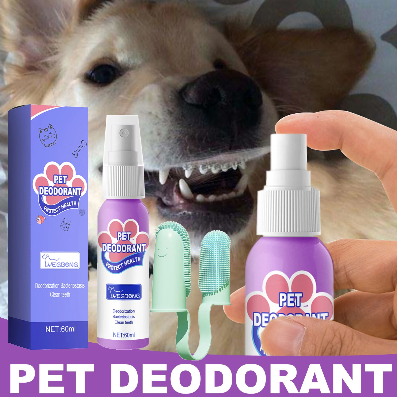 60ml Cat Mouth Odor Remover Spray Swallowable Dog Teeth Cleaner Practical Pet Dog Mouth Cleaning Spray Pet Oral Care