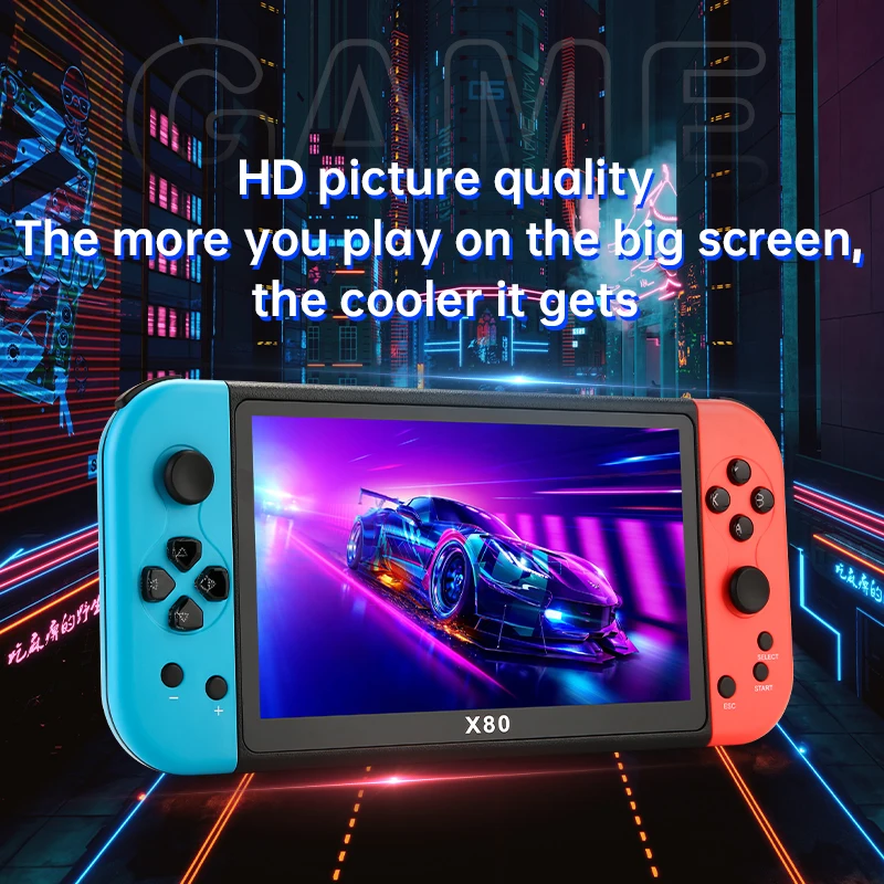NEW X80 Portable Game Console 7-inch HD Large Screen Arcade PS1