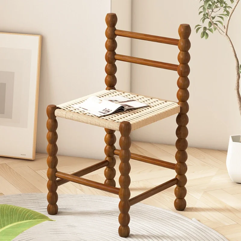 

Маленькая табуретка в стиле звезд, роскошное обеденное кресло из твердой древесины в стиле ретро, с плетеной веревкой, в японском стиле