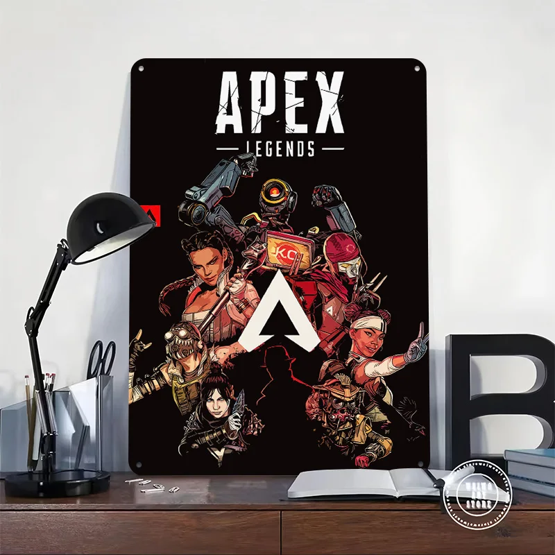 Apex Legends Character Collage Poster Customized Wall Art Vintage Metal Signs Retro Tin Plaque for Man Cave Bedroom Decoration