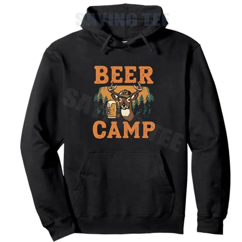 

Beer Camp Pullover Hoodie Funny Deer Season Hunter Design Hooded Sweatshirt Y2k Humor Cotton Sweater Coat Beer Drinking Hoodies