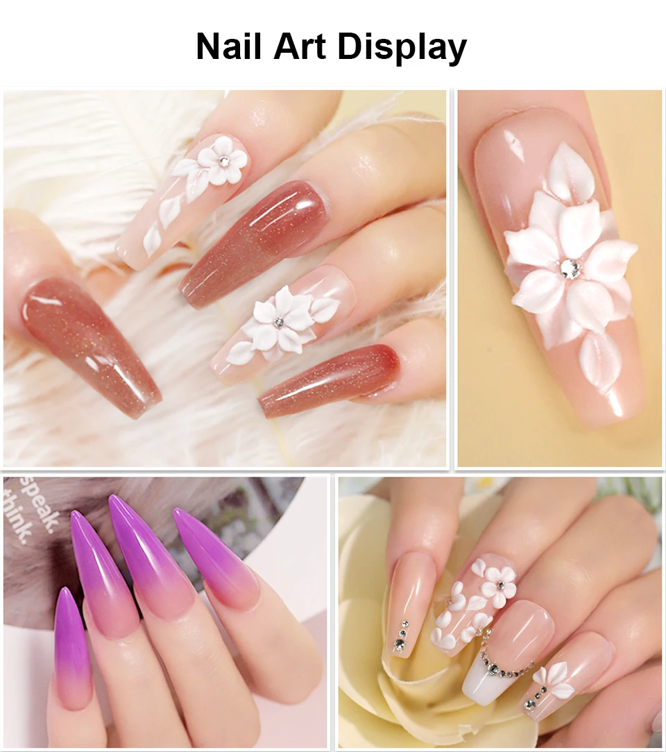 LIMEGIR مسمار الاكريليك مسحوق مجموعة المبتدئين رسومات أظافر الديكور بريق ثلاثية الأبعاد مسحوق كريستال أكريليك لنصائح مانيكير أدوات نحت