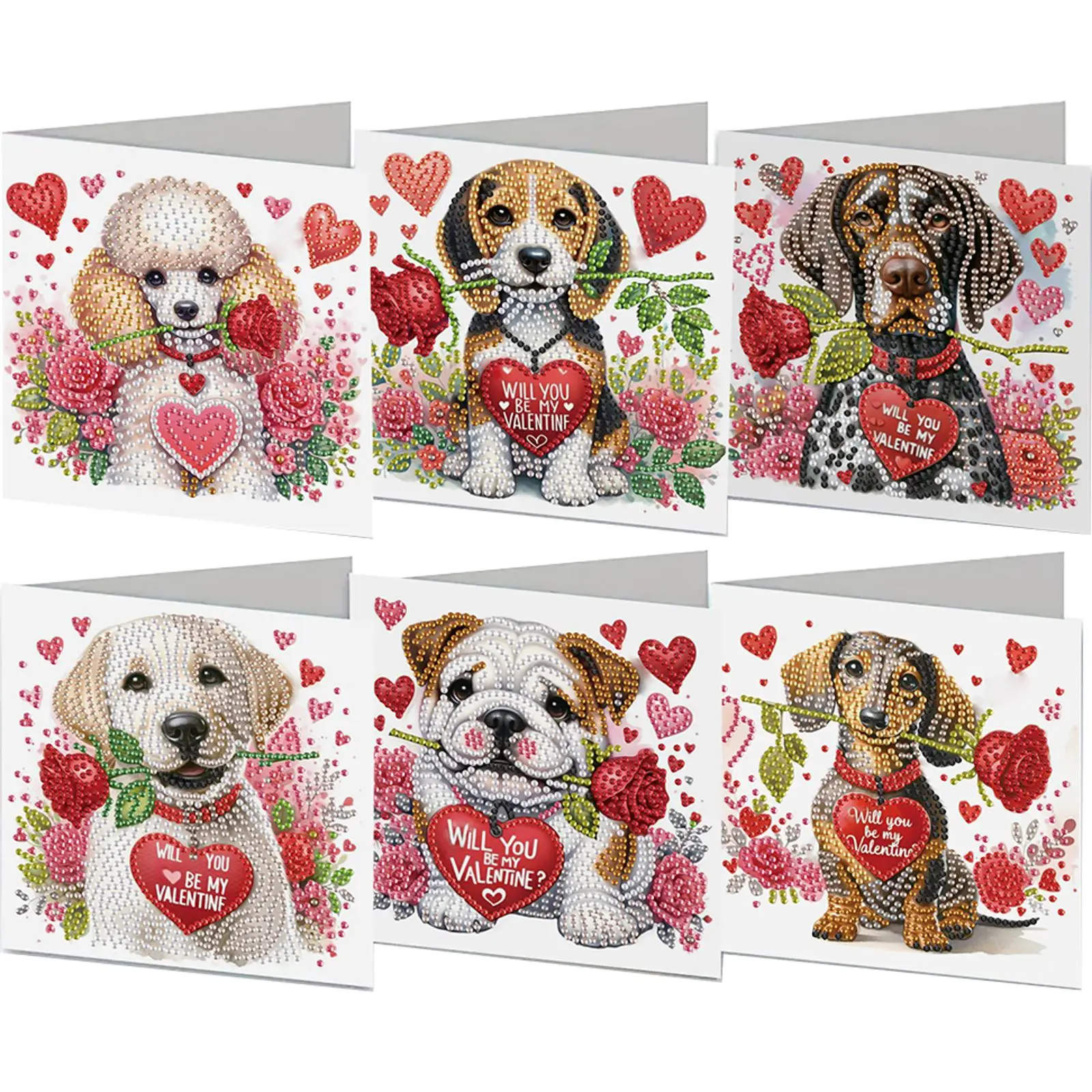 

6 шт., День Святого Валентина, животные, сделай сам, алмазная живопись, открытка со стразами, набор карточек для рисования, алмазная карта для праздника, вечеринки, сувениры