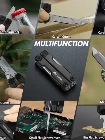FLISSA 11-in-1 Multitool Folding Scissors Pocket Mini Portable Stainless Steel Outdoor Camping Knife with Equation Decoration