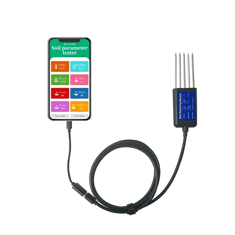 Gemho Factory Mobiltelefon USB Typ-C-Ausgang 8 IN1 Integrierter Boden-NPK-Tester PH NPK Bodenprüfsensor