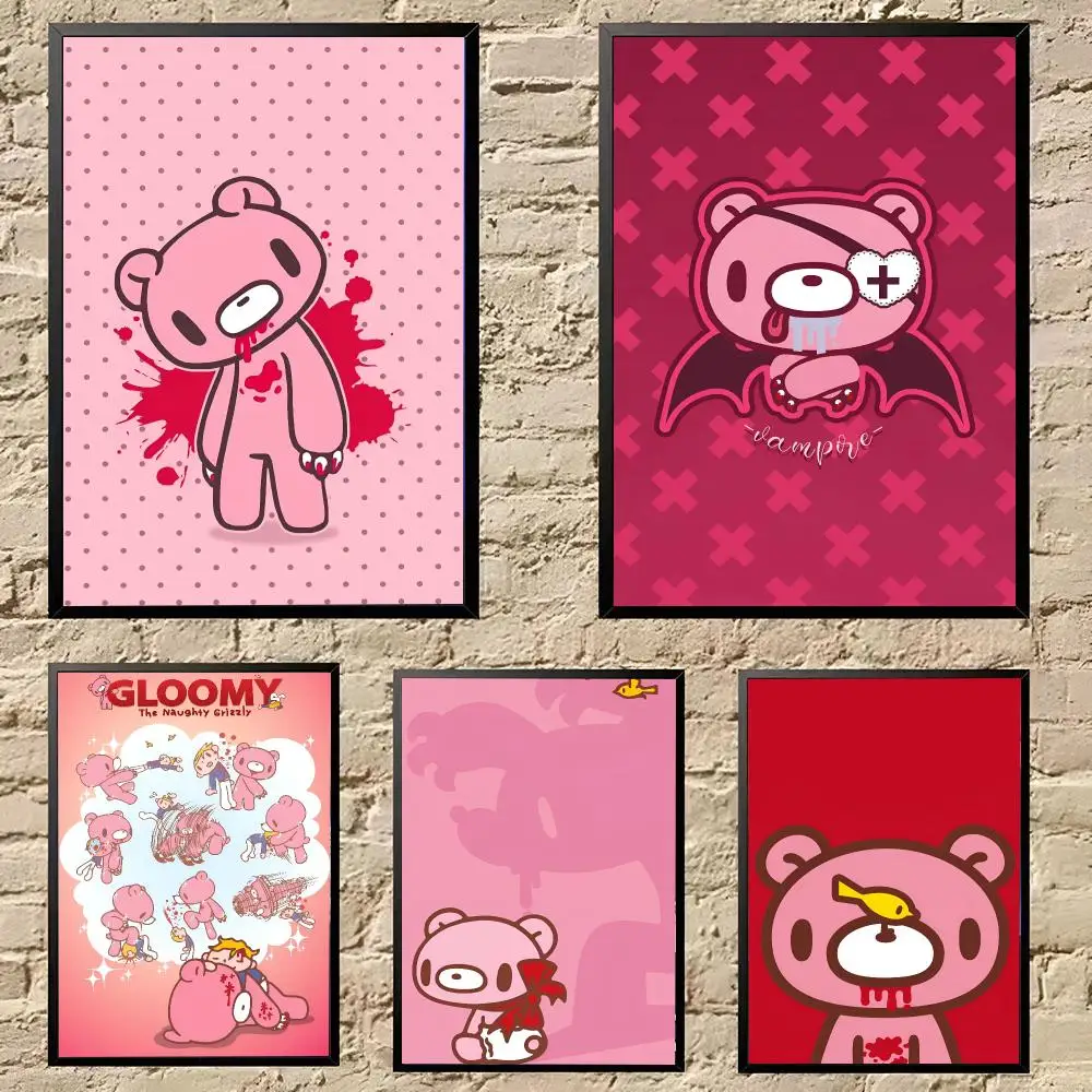 Cartoon Gloomy B-Bear Poster Poster HD Self Adhesive Waterproof Wall Art Ideal For Home Office Dorm Bedroom Great Gift