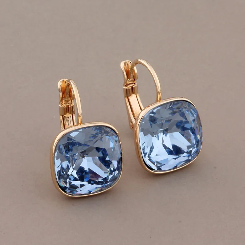 New Trend Gold Color Square Earrings for Women Unusual Colorful Dangle Earrings Luxury Quality Jewelry