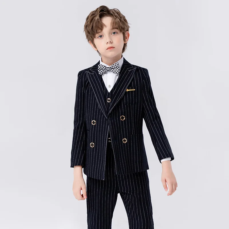 

Children Luxurious Jacket Vest Pants Bowtie 4PS Piano Party Dress Kids Evening Ceremony Photograph Suit Boys Performance Costume